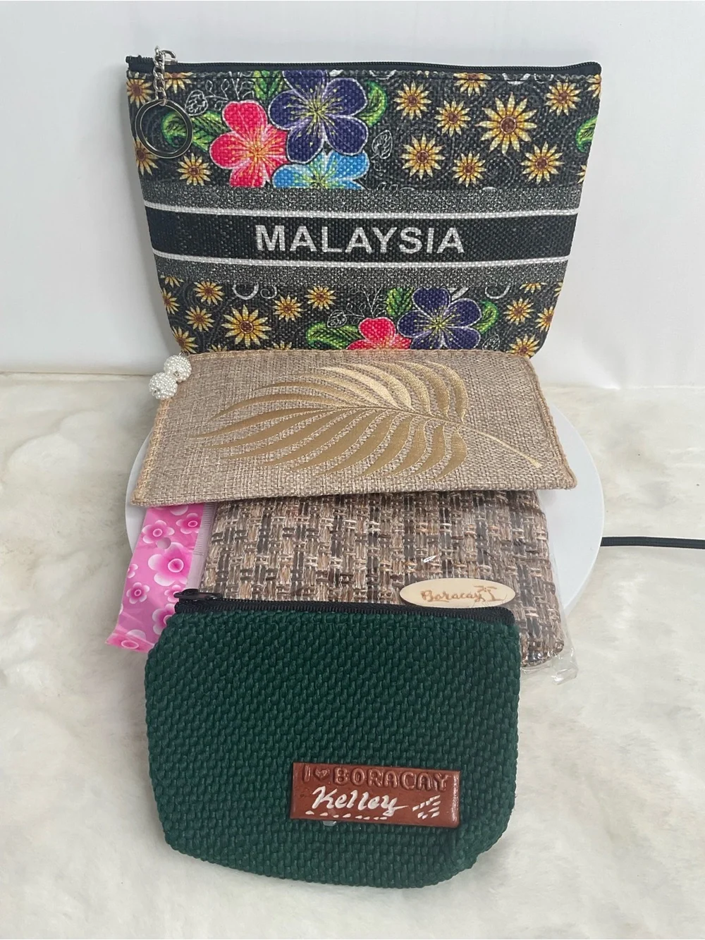 4-Piece Travel Cosmetic & Coin Pouch Set – Malaysia Souvenir, Boracay Wallet